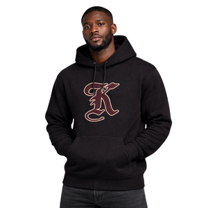 Felpa con Cappuccio Kappa Alpha Psi Nera con Ricamo in Ciniglia Stile Old English K, Fraternità Greca Nupe 1911, Tessuto in Pile Premium - Product Image 1