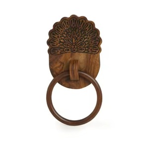 Peacock <b>Wooden</b> Hand <b>Towel</b> Ring Holder Hand-Painted Wall Mount <b>Towel</b> <b>Rack</b> Hanger for Kitchen <b>Wooden</b> Hand <b>Towel</b> <b>Rack</b> - Product Image 1