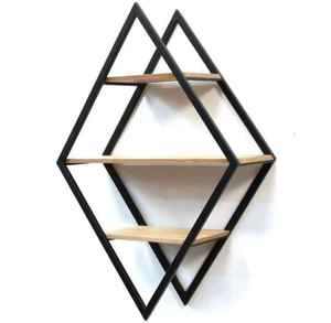 Wall Hanging <b>Diamond</b> Shaped Stuff Holder Customized Size Wooden With Metal Handles Indian Style for Home and Rooms Decoration - Product Image 1