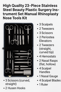 Juego de Instrumentos de Cirugía Plástica de Acero Inoxidable de Alta Calidad de 23 Piezas, Kit de Herramientas Manuales para Rinoplastia, Incluye - Product Image 2