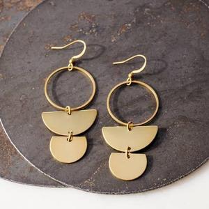 Three Hoop Non Tarnish Unique Coil <b>Hook</b> <b>Earrings</b> 18K Gold Plated BrassEaring Stainless Steel Luxury Statement Shift BY HF CRAFTS - Product Image 3