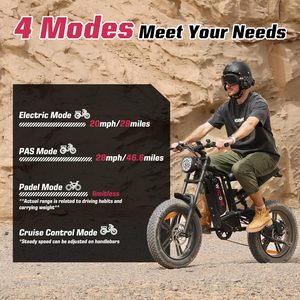 Bici elettrica E2/K20 per adulti batteria 48V 13Ah/15Ah, fino a 28 MPH e 46.6/60 miglia (PAS), Ebike a picco 750/1000W con tutte le aree - Product Image 5