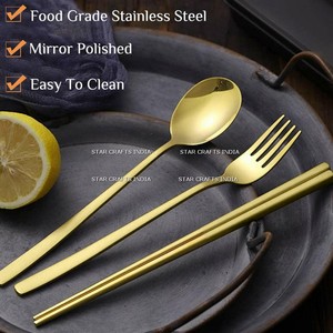 Noel Mariages Fêtes Événement Meilleur Choix Coutellerie Maison Cuisine Couteau Fourchette Cuillère Couverts Finition Dorée En Acier Inoxydable - Product Image 6