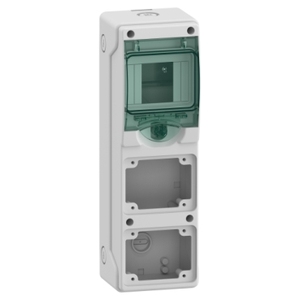 สำหรับ SCHNEIDER ELECTRIC 13176 กล่องหุ้มอุปกรณ์อิเล็กทรอนิกส์และเครื่องมือ Kaedra พร้อมช่องเสียบปลั๊กไฟ 2 ช่อง 1 x 4 โมดูล - Product Image 1