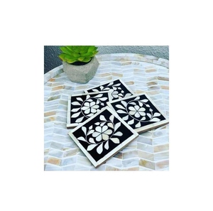 Sous-verres en nacre de qualité supérieure Ensemble de sous-verres en incrustation de coquillages élégants faits à la main pour table à manger de salon et cadeaux de mariage - Product Image 3