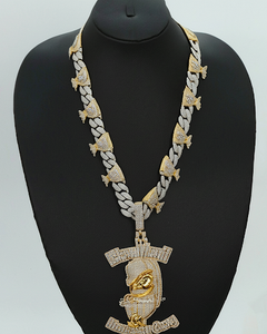 จี้โซ่สีเหลืองทอง14K ของผู้ชายที่สง่างามพร้อมจี้เพชรที่ปลูกในห้องทดลองเครื่องประดับงานปาร์ตี้สไตล์ฮิปฮอป - Product Image 2