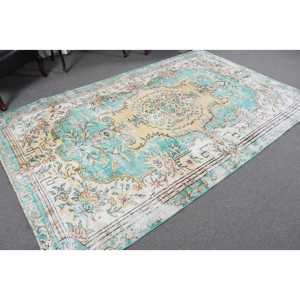 Alfombra Vintage Grande de 5.8x9.2 pies, Alfombra Azul Marroquí Turca de Lana - Product Image 4