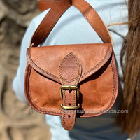 Tas tangan kulit kambing wanita, bergaya Vintage Dompet 100% tas selempang kulit murni 5*7 tas selempang buatan tangan