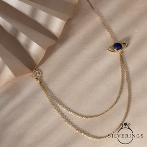 Collier tendance 'Ward Evil' en argent sterling 925 avec diamant et zircon, plaqué or, or rose, serti clos, rhodium et platine - Product Image 2