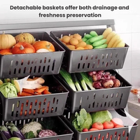 Étagère de rangement de cuisine multi-niveaux, panier de rangement pour légumes et fruits, en acier inoxydable et ABS, sur pied
