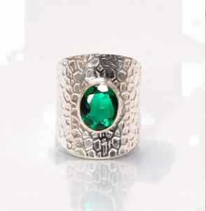 Bague en émeraude faite à la main, pierre précieuse verte, bijoux en argent sterling, cadeau élégant pour femmes, Design Boho - Product Image 5