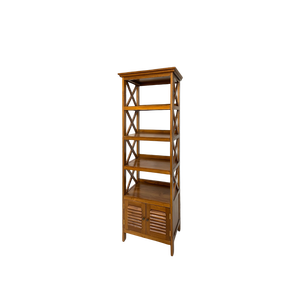 Elegant Contemporary Design 2-Door <b>Solid</b> Teak <b>Wood</b> <b>Bookcase</b> Rack for Home Office & Living Room Kitchen Bedroom Dining Room Use - Product Image 2