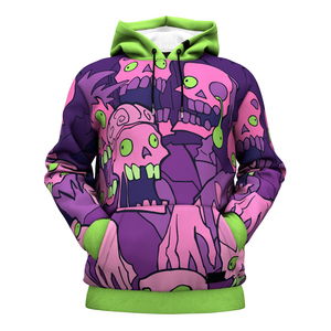 Sudaderas con capucha de impresión de dibujos animados sublimación al por mayor de gran tamaño de lana gruesa pesada de poliéster para hombre con estampado colorido personalizado - Product Image 1