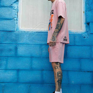 Nuevo estilo de 2 piezas de entrenamiento de verano para hombres transpirable de talla grande 100% chándal de algodón conjunto de gimnasio con diseño personalizable - Product Image 4