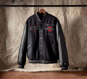 Blouson en cuir Harley Davidson V-Twin Varsity pour homme - Product Image 4