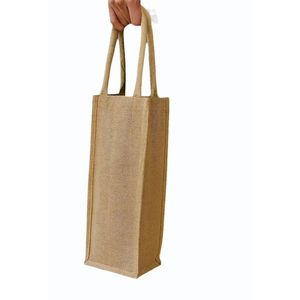 Sac cadeau pour bouteille de vin en jute pour une présentation élégante - Product Image 3