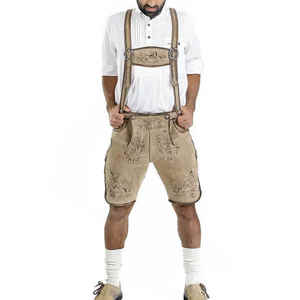Short Lederhosen bavarois OEM pour hommes en cuir ciré léger Oktoberfest tenue traditionnelle allemande au prix de gros - Product Image 1