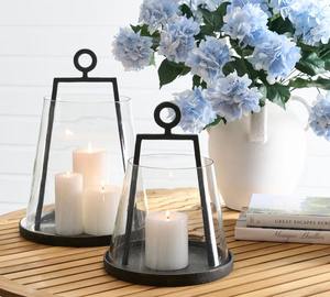 Farol de metal para velas, farol de cristal para velas, decoración moderna de faroles, farol de metal negro, farol decorativo para velas - Product Image 4