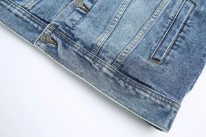 Gilet rétro décontracté en coton denim bleu pour hommes coupe ajustée gilet de couleur unie automne confortable respirant coupe-vent bouton unique - Product Image 6