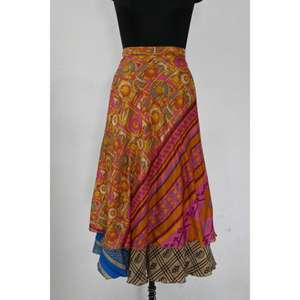 Women's Summer <b>Boho</b> Floral Printed Silk Wrap maxi <b>Skirt</b> Vintage Reversible Sari with Natural Waistline Lightweight Festival Wear - Product Image 1