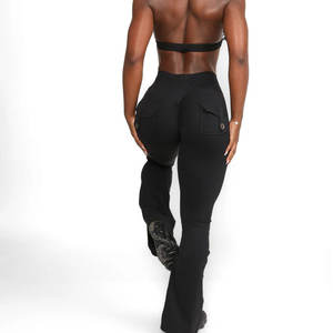 Leggings de yoga push up taille haute sans couture pour femmes respirant antibactérien au genou Spandex/Nylon pantalon de gymnastique Butt Scrunch - Product Image 2