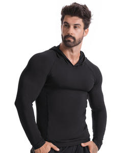 Ustomized-Camiseta deportiva con capucha para hombre, ropa de compresión con manga larga, para correr y gimnasio - Product Image 2