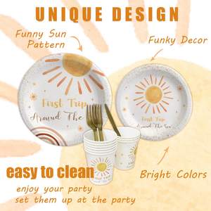 <span class=keywords><strong>Soleil</strong></span> Vaisselle 1er <span class=keywords><strong>Voyage</strong></span> Autour Du <span class=keywords><strong>Soleil</strong></span> Bannière Nappe Ballons Boho <span class=keywords><strong>Soleil</strong></span> Thème Décor Ensemble pour <span class=keywords><strong>Soleil</strong></span> 1er Anniversaire Fournitures - Product Image 3