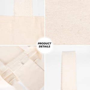 Custom Printed 10 oz Cotton Tote <b>Bag</b> with Woven Handles <b>Medium</b> Size-14 16 4 (35 40 10 Cm) Natural for Food Usage - Product Image 5