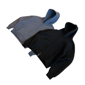 Custom Wholesale Dropped Shoulder <b>Hoodie</b> & Flared Pants Set Men's Vintage Heavyweight Oversized Double <b>Zip</b> up Tracksuit Set - Product Image 3