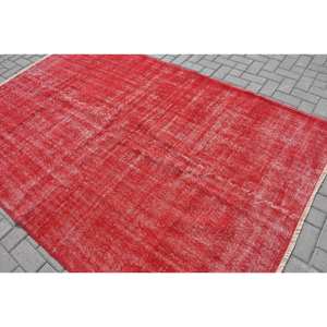 Tapis turc vintage moderne 5.5x8.5 pieds rouge grande surface style Kilim laine 10mm épaisseur Latex Patchwork pour couloir chambre décor - Product Image 4