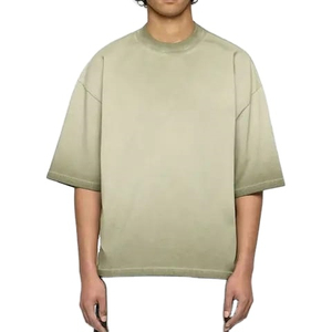 Men's New Fashion Acid Washed T-Shirt Sun Faded Oversized Street-wear 100% Cotton <b>Tie</b> Dye Solid Pattern Design - Product Image 1