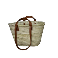 Sac à main en paille de style vintage à ouverture ouverte avec deux poignées, design élégant Moroccansoul, pour femmes, fabriqué au Maroc