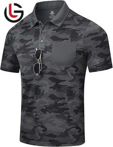 100% tela de LICRA de algodón orgánico para hombres para Polos, camiseta de Golf con estampado liso informal de talla grande, moda de negocios negra - Product Image 5