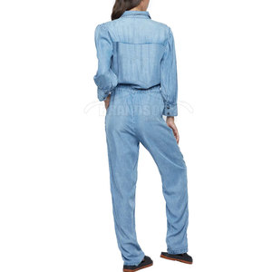 Combinaisons en jean pour femmes à la mode, de haute qualité, avec ceinture amovible, coupe droite, fabriquées au Pakistan - Product Image 3