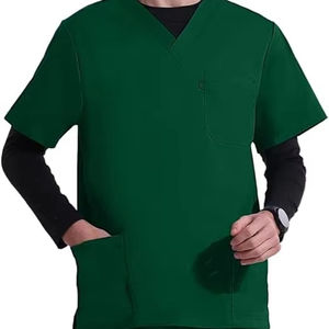 Ensemble de tenue médicale pour hommes, léger et respirant, deux pièces, haut à col en V et pantalon, 100% coton, détection d'aiguilles - Product Image 1