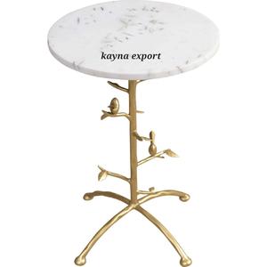 Mesa auxiliar moderna de metal dorado con tapa de cristal, diseño móvil de hierro forjado nórdico para comedor al aire libre, apartamento, hogar y oficina - Product Image 3