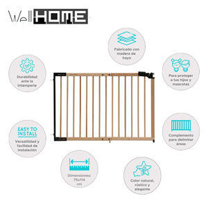 WELL HOME 'Mustang' Recinzione in Legno di Faggio Verniciato 75-114cm L Graticole e Cancelli - Product Image 2