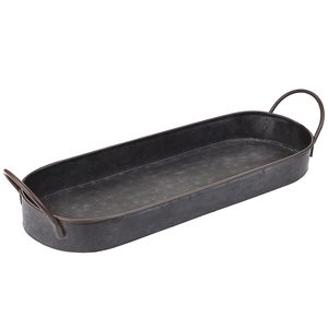 Bandeja de Metal galvanizado martillado de inspiración vintage, barra segura, accesorios para carrito, platos para servir cócteles y platos esenciales - Product Image 5