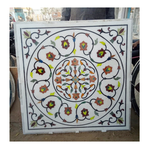 Incrustación de mármol blanco pulido para comedor y sala de estar, diseño único, forma cuadrada, pientra Dura, la mejor calidad - Product Image 1