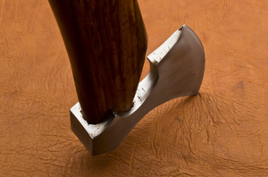 Stainless Steel Axe Head Hatchet Tomahawk Wooden Handle with Leather Sheath for Outdoor Craft Display - Product Image 3