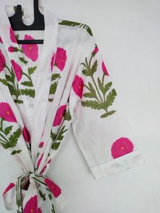 Women Kimono Cotton Kimono Robe Comfortable Nightwear Dress Bridesmaid Robe Dressing Gown Beachwear Indian Handmade Robe - Product Image 3