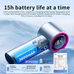 Ventilador de Mano Dr Flash, Recargable por <span class=keywords><strong>USB</strong></span>, Alta Velocidad, Batería de Larga Duración, Mini Motor sin Escobillas, Pantalla LED Digital, Plegable, para Auto y Hotel - Product Image 4