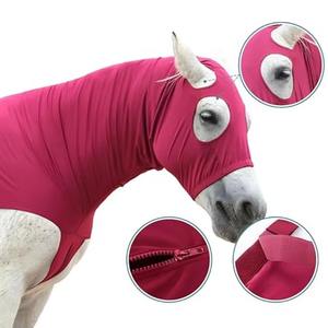 Masque anti-mouches pour cheval intégral, respirant, léger, en maille douce, protection UV solaire, protège-nez, design anti-mouches pour l'équitation en plein air, culottes - Product Image 5