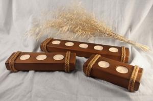 Portavelas de madera antiguo Portavelas pulido hecho a mano por Unique Craft India para decoraciones navideñas - Product Image 4