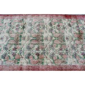 Tapis turc vintage 3,8 x 6,6 pieds, tapis d'intérieur, tapis en laine bordé de rouge et de vert - Product Image 5