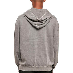 เสื้อฮู้ดผู้ชายฟอกสีกรดผ้าฟลีซนุ่มกันลมสำหรับฤดูหนาว - Product Image 5