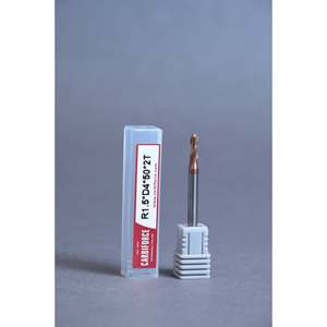 CARBIFORCE 3*4*50 fraise en bout à nez sphérique 2 cannelures TiSiN enduit 55HRC 6mm diamètre de tige pour fraiseuses Support OEM/ODM - Product Image 1