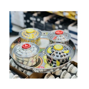 Caja para servir dulces de acero inoxidable con bandeja, Juego de 4 servidores de frutas secas de tamaño personalizado para accesorios de cocina - Product Image 1