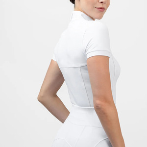 Camisas Ecuestres de Alta Calidad OEM para Mujer, Manga Corta, Capa Base para Montar a Caballo, Camisas de Competición, Tops de Poliéster y Algodón Personalizables - Product Image 3