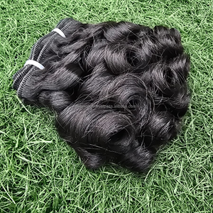 Luxury Human Hair Extensions Double Weft Machine Fumy Curly Hair Bundles Indonesian Virgin Remy Hair Cuticle Aligned <b>Tangled</b> - Product Image 3